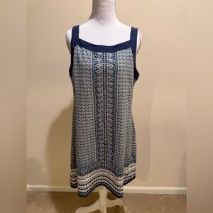 Tommy Bahama Navy and White Patterned Pullover Sun Dress Size Medium